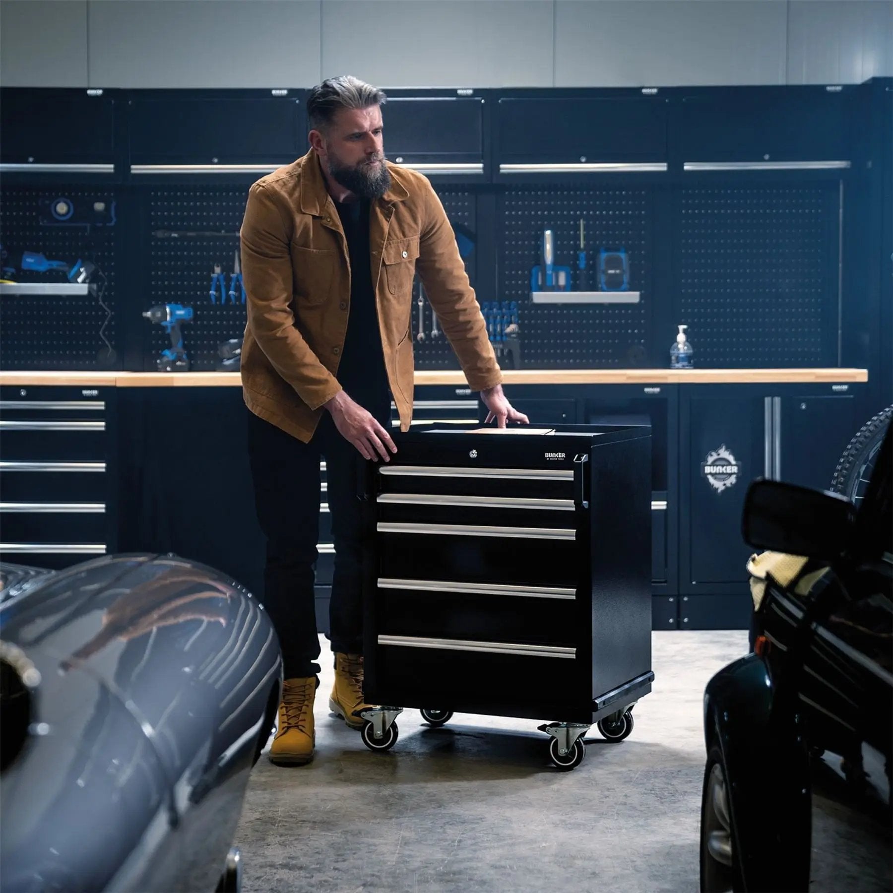 Draper 04390 BUNKER® 25 Piece Modular Storage Combo with Hardwood Worktop 4915mm Draper