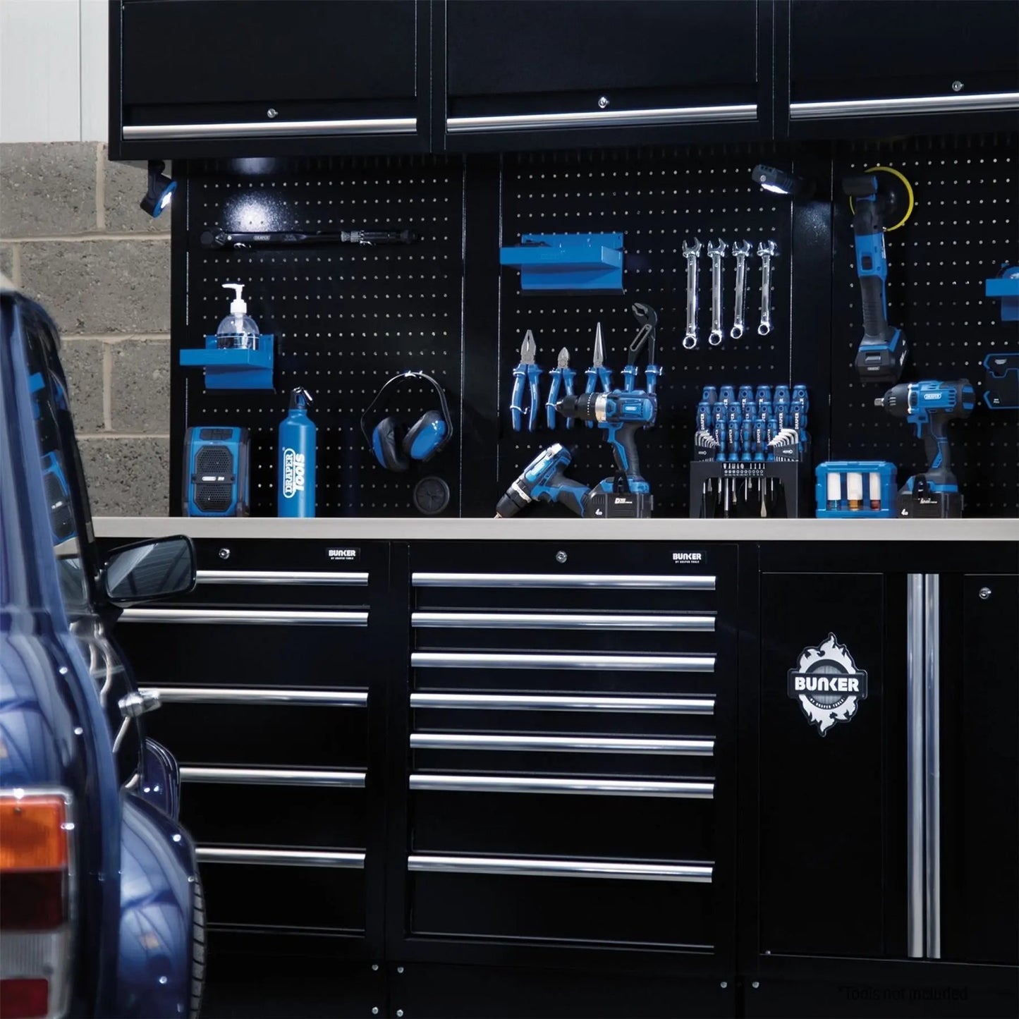 Draper 04415 BUNKER® 14 Piece Modular Storage Combo with Stainless Steel Worktop 2040mm Draper