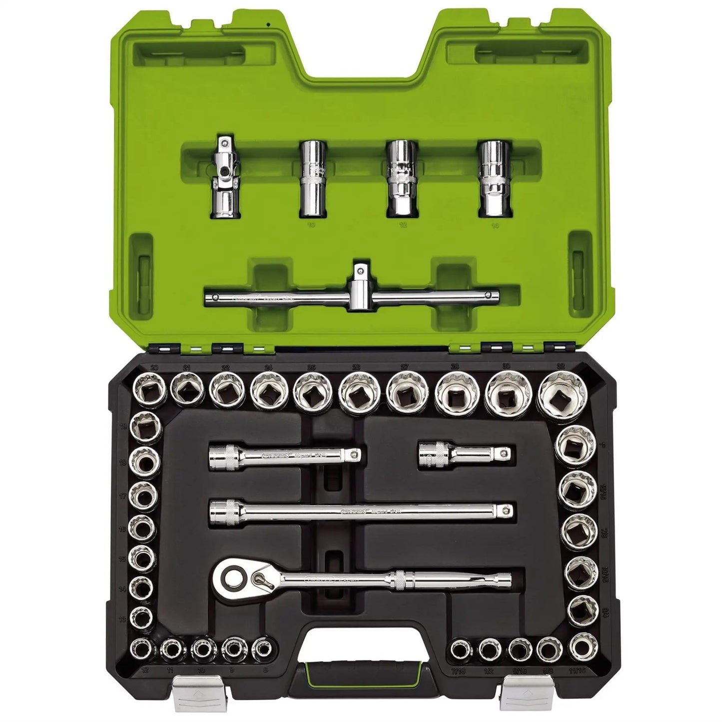 Draper 04465 Expert MM/AF Combined Socket Set 1/2" Sq. Dr. Green 41 Piece Draper