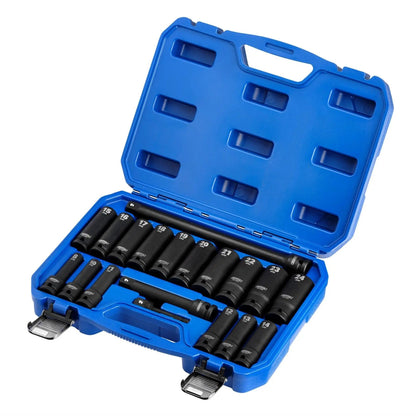 Draper 04577 HI-TORQ® Metric Deep Impact Socket Set 1/2" Sq. Dr. 19 Piece Draper
