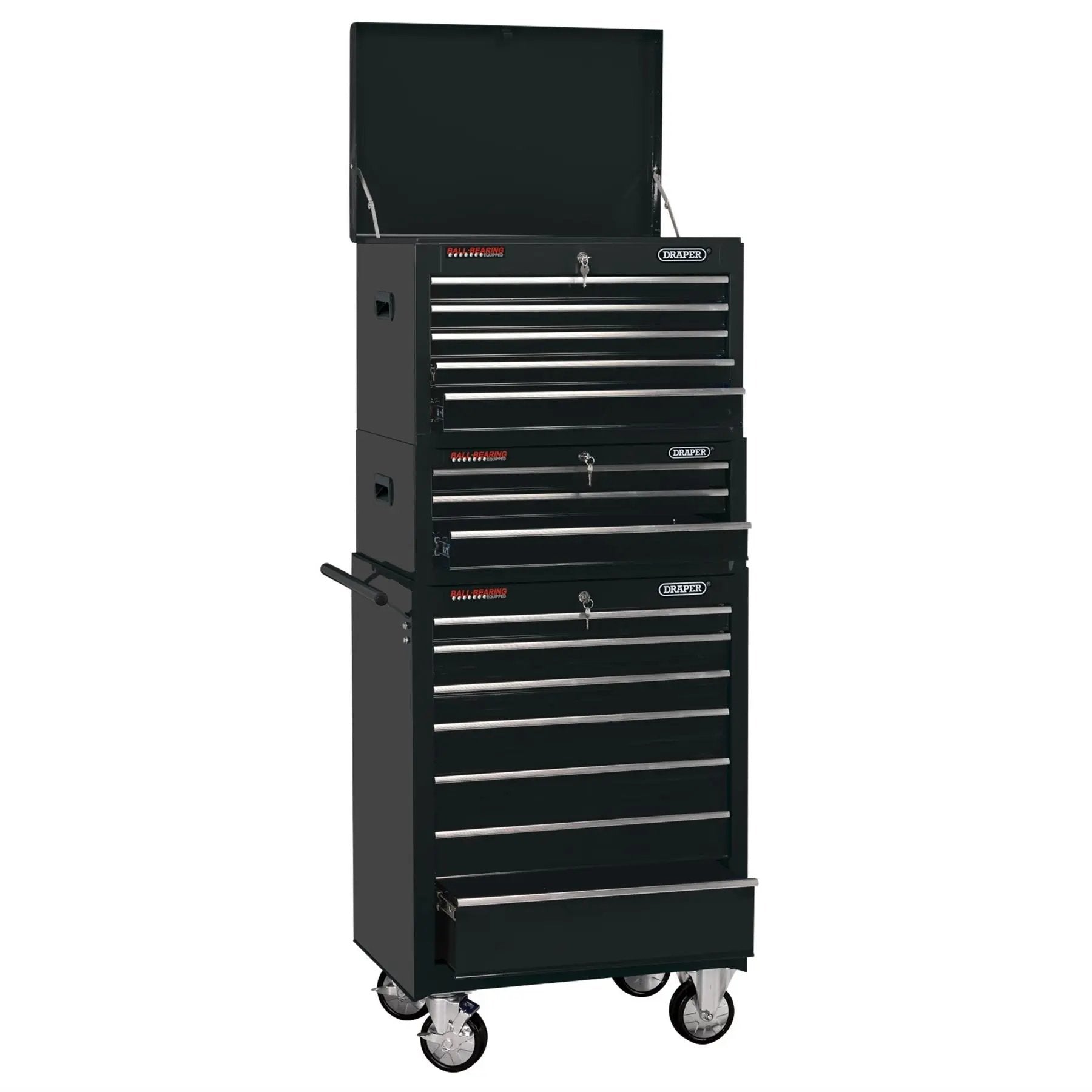 Draper 04594 Combined Roller Cabinet and Tool Chest 15 Drawer 26" Black Draper