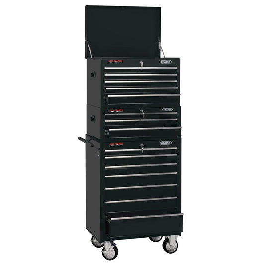 Draper 04594 Combined Roller Cabinet and Tool Chest 15 Drawer 26" Black Draper