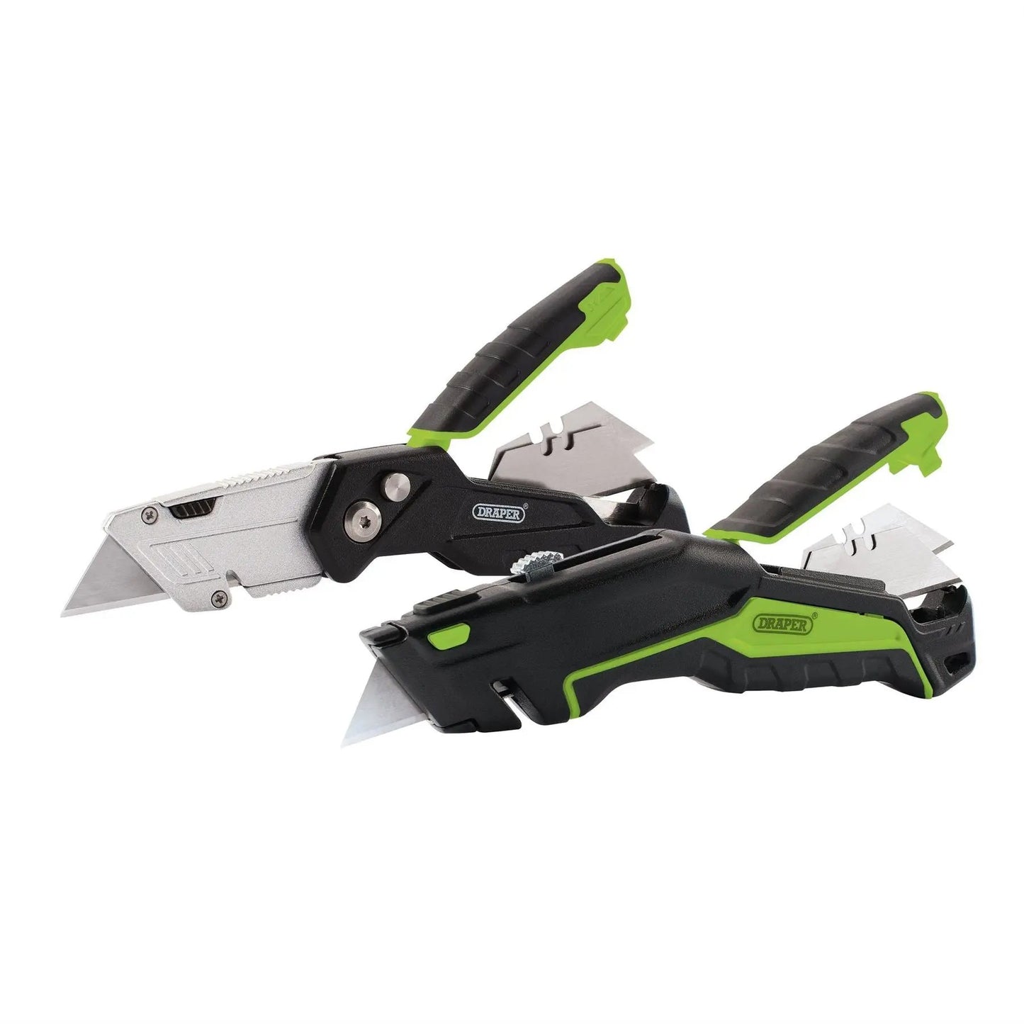 Draper 04773 Retractable & Folding Trimming Knife Set with 10 x SK2 Two Notch Blades Draper