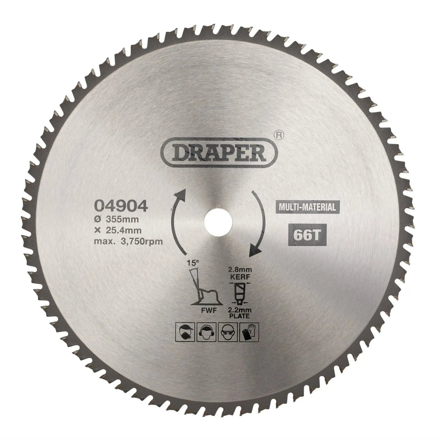 Draper 04904 TCT Multi-Purpose Circular Saw Blade 355 x 25.4mm 66T Draper