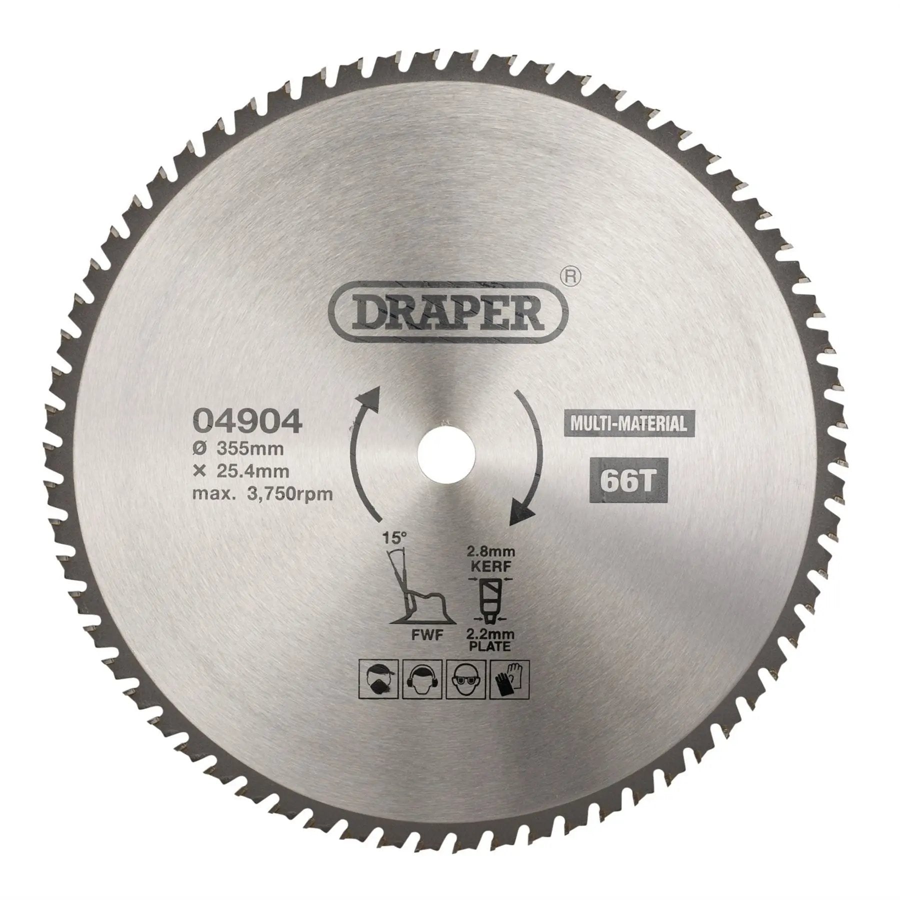 Draper 04904 TCT Multi-Purpose Circular Saw Blade 355 x 25.4mm 66T Draper