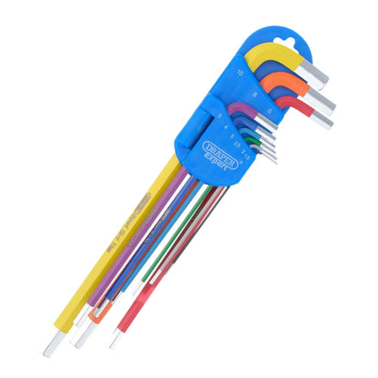Draper 04911 Expert Metric Extra-Long Arm Hex Key Set Colour Coded 9 Piece Draper