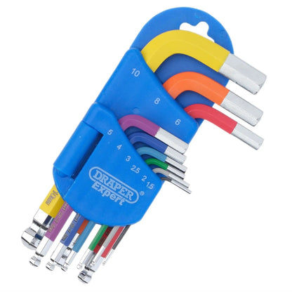 Draper 04912 Expert Metric Short Arm Ball End Hex Key Set Colour Coded 9 Piece Draper