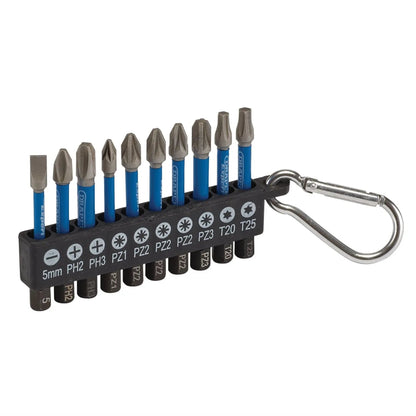 Draper 04933 Expert Impact Screwdriver Bit Set 50mm 1/4" Hex 10 Piece Draper