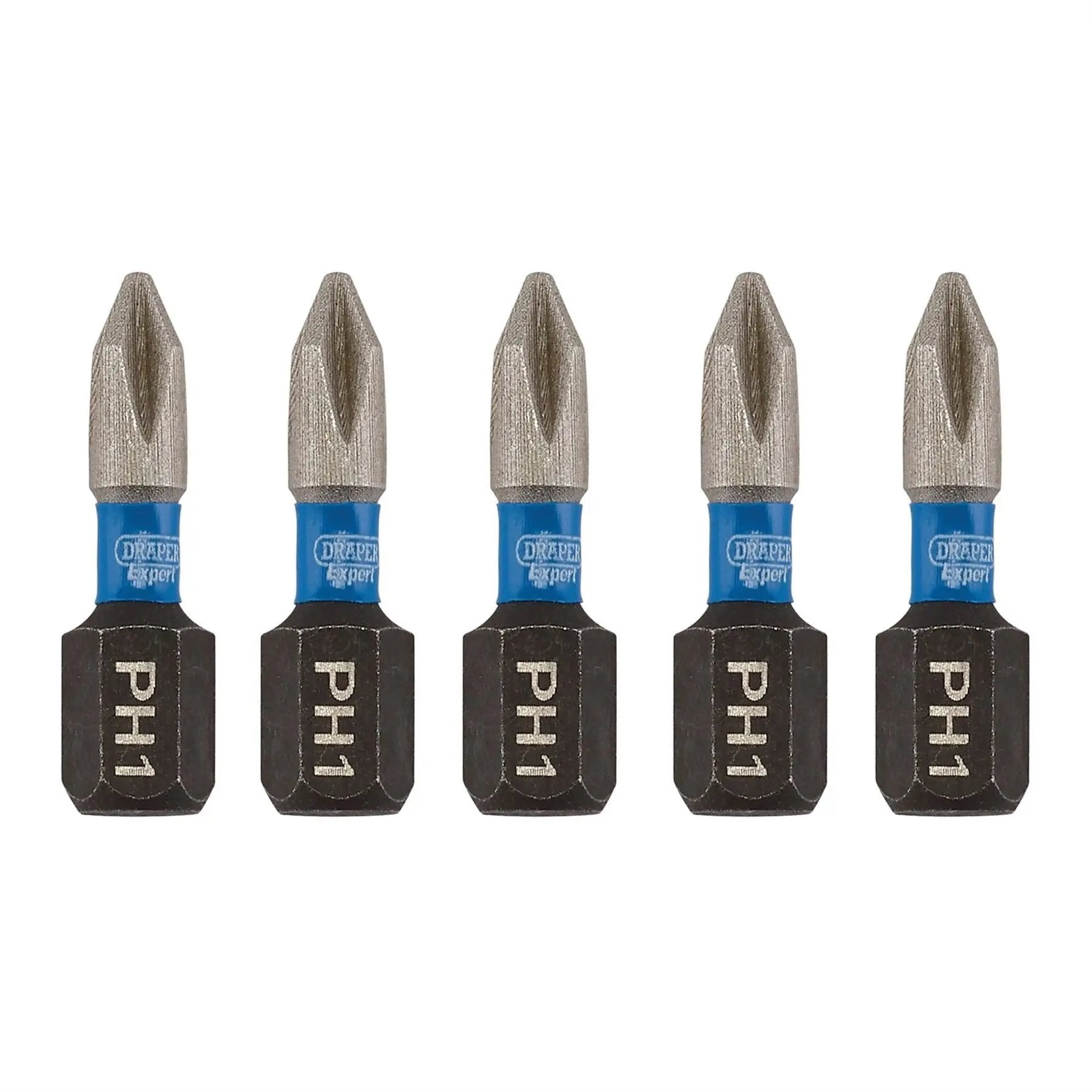 Draper 04934 Expert Cross Slot/PH Type Impact Screwdriver Bits No.1 x 25mm 1/4" Hex Pack of 5 Draper