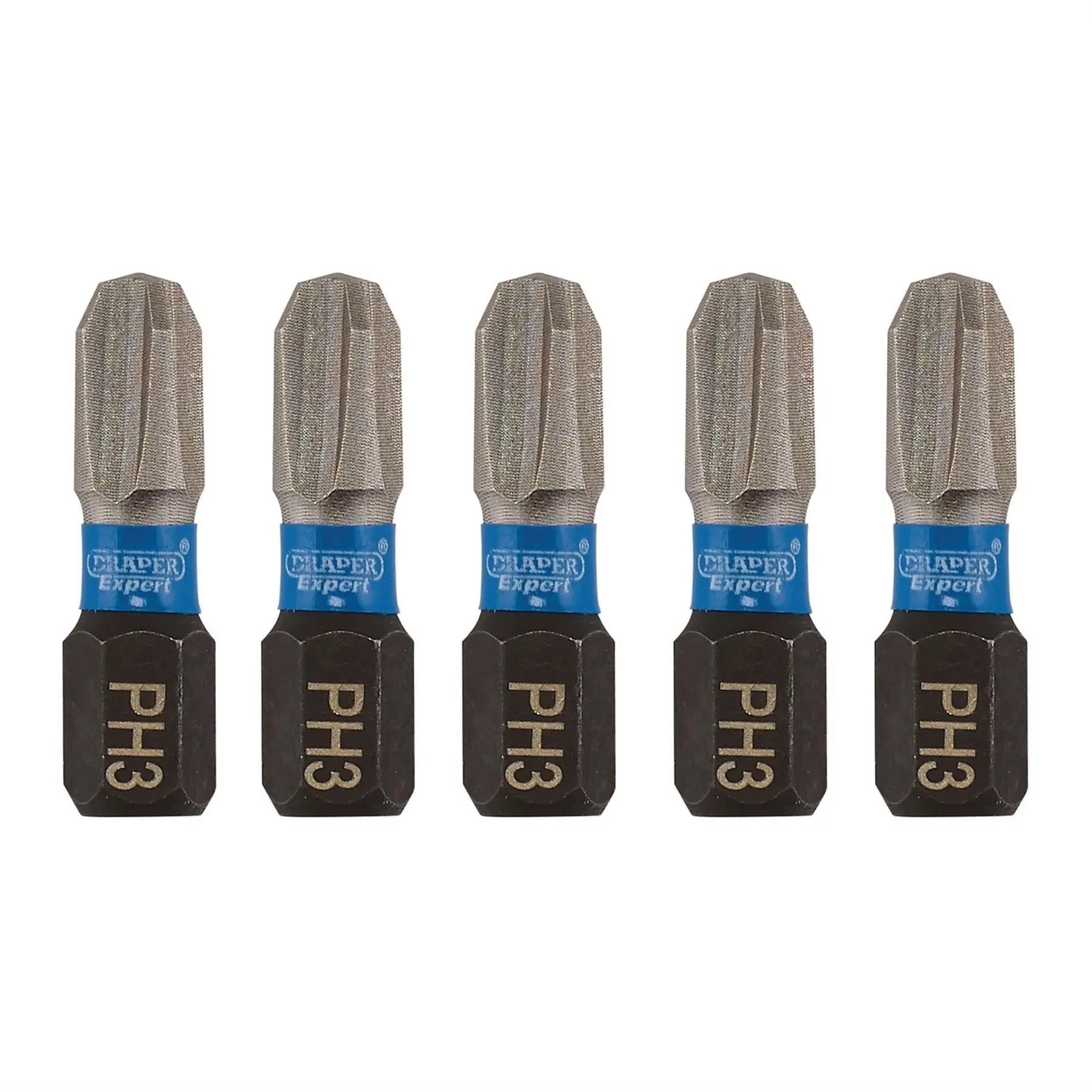 Draper 04936 Expert Cross Slot/PH Type Impact Screwdriver Bits No.3 x 25mm 1/4" Hex Pack of 5 Draper