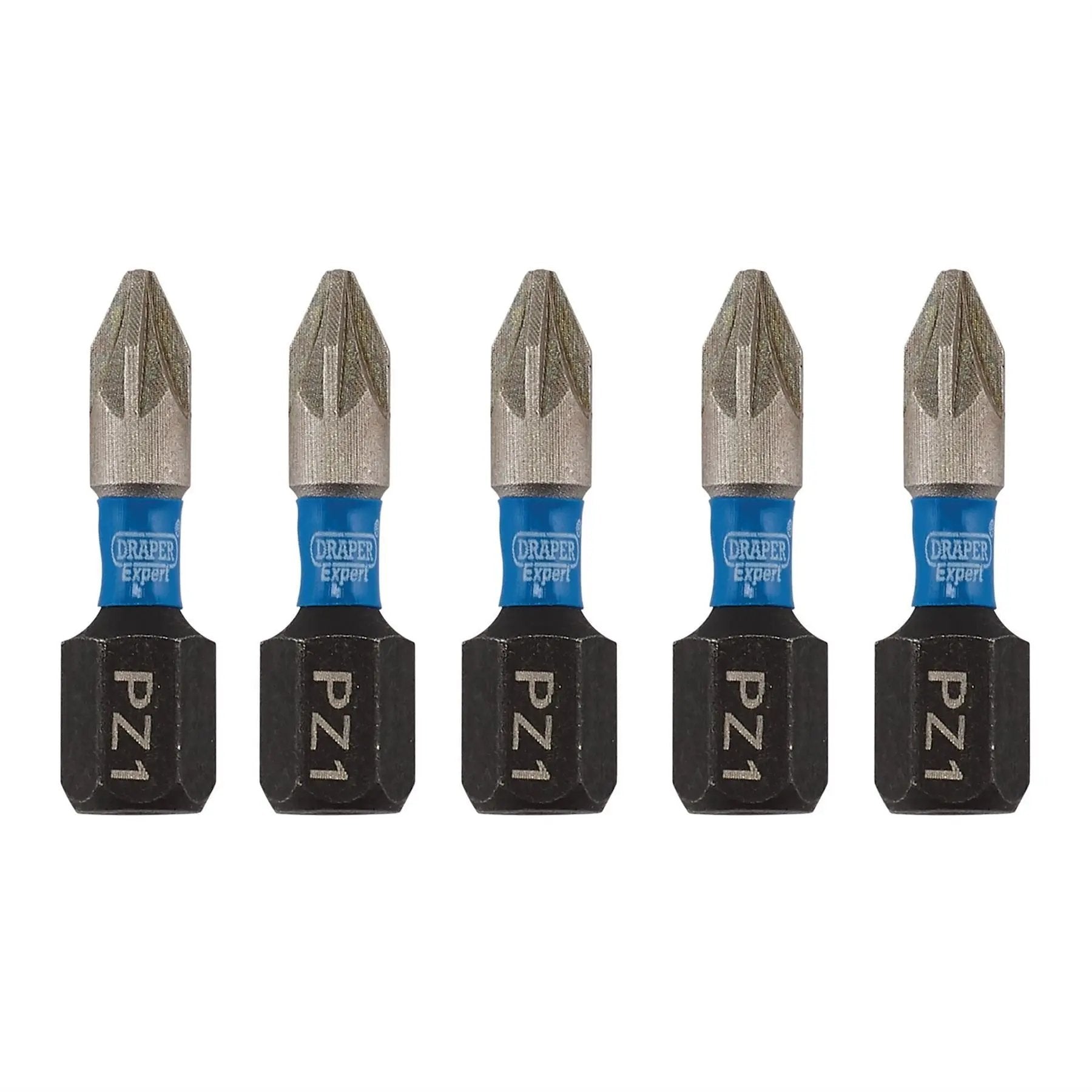 Draper 04950 Expert PZ-Type Impact Screwdriver Bits No.1 x 25mm 1/4" Hex Pack of 5 Draper