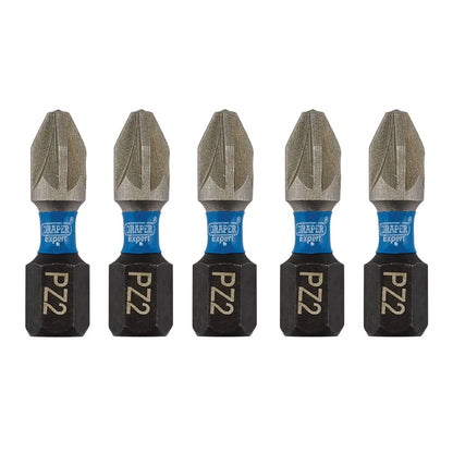 Draper 04951 Expert PZ-Type Impact Screwdriver Bits No.2 x 25mm 1/4" Hex Pack of 5 Draper