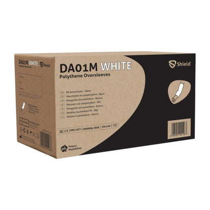 Shield DA01M Disposable Oversleeves Machine-sealed Case of 2000 – Polythene One Size (Blue, White) Shield