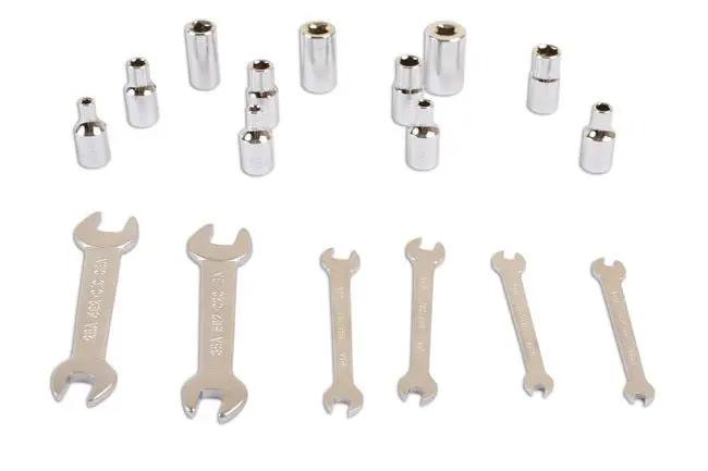 Laser Tools 7132 BA Spanner & Socket Set 1/4"D 17pc Laser Tools