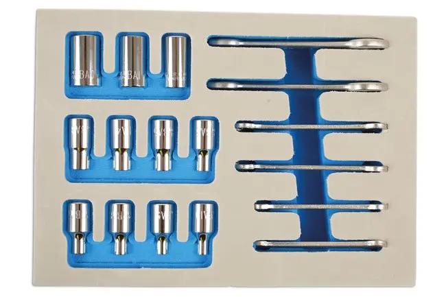Laser Tools 7132 BA Spanner & Socket Set 1/4"D 17pc Laser Tools