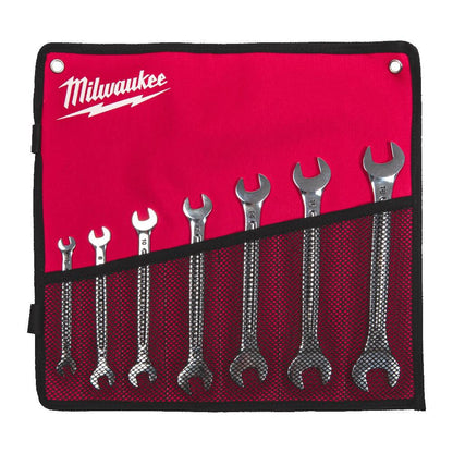 Milwaukee 4932492713 Double Open Ended Spanner Set 7pc With Pouch Milwaukee