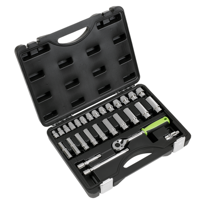 Siegen S01236 Socket Set 28pc 3/8"Sq Drive 6pt WallDrive® Metric Siegen