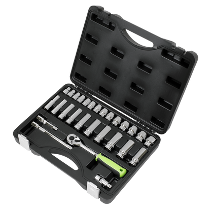 Siegen S01236 Socket Set 28pc 3/8"Sq Drive 6pt WallDrive® Metric Siegen