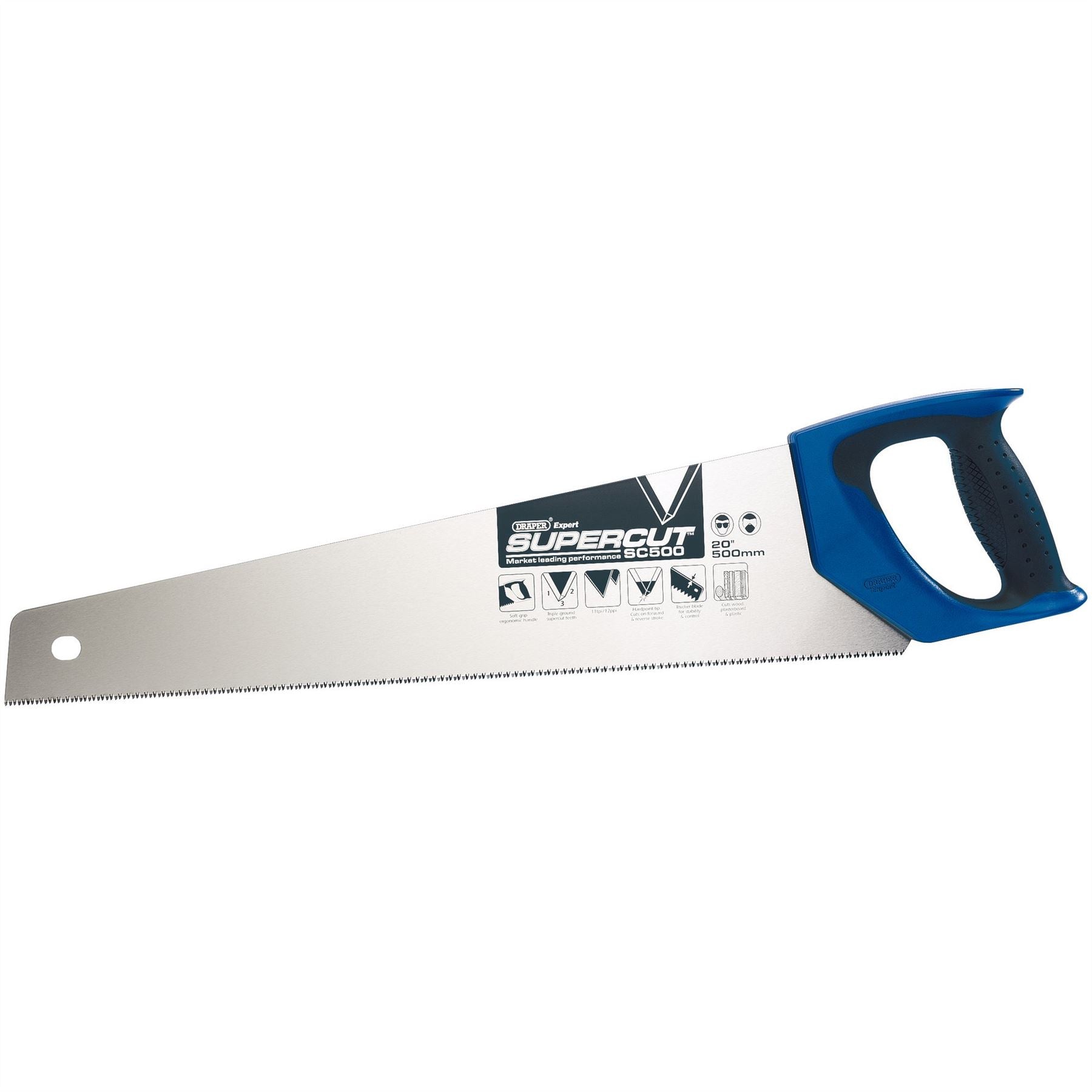 Draper 49288 Expert Supercut® Soft Grip Hardpoint Handsaw 500mm/20" 11tpi/12ppi Draper