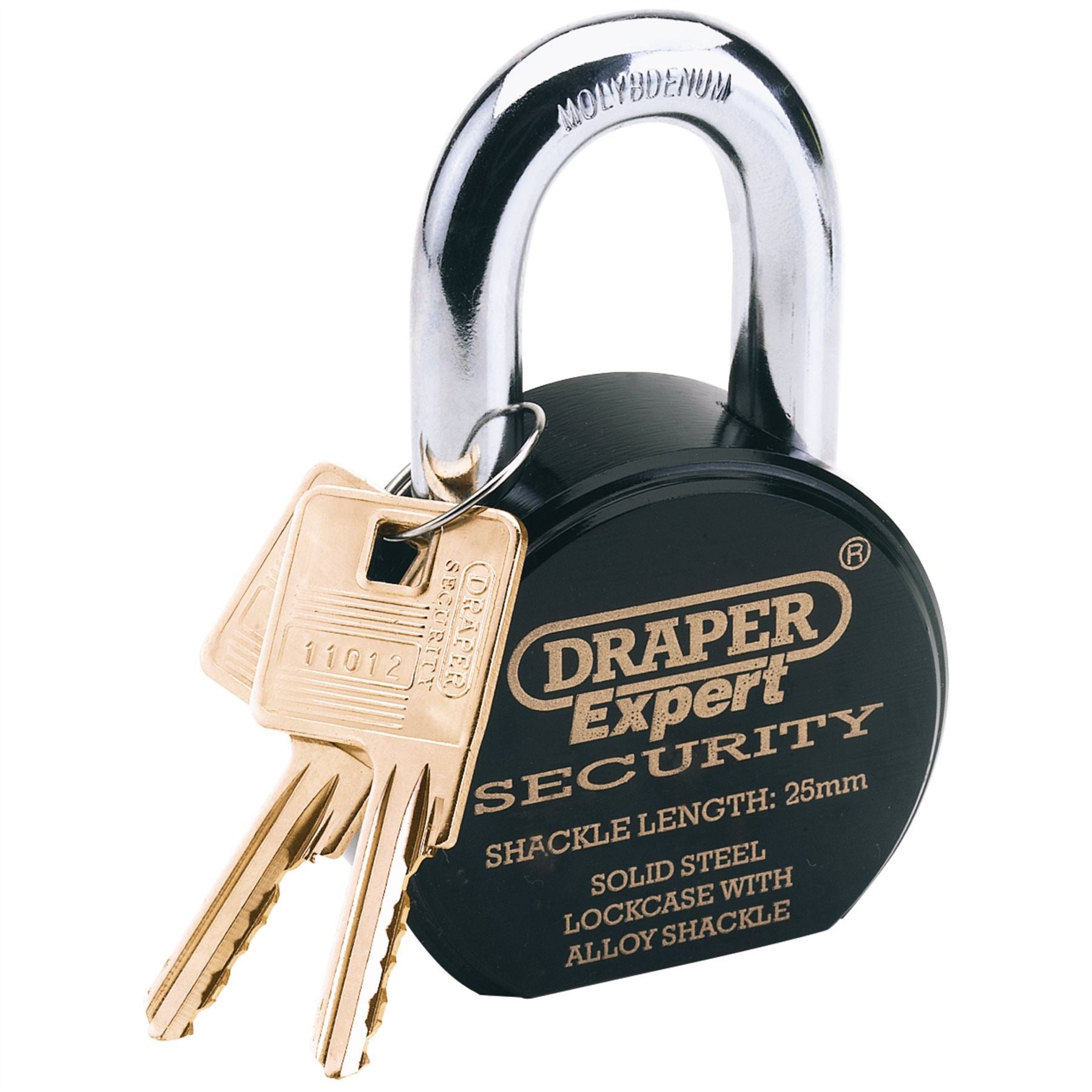 Draper 64206 Heavy Duty Stainless Steel Padlock and 2 Keys 63 x 25mm Draper