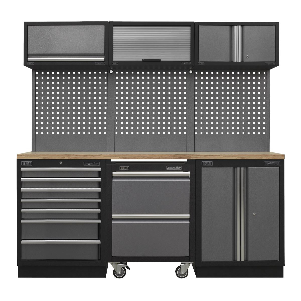 Sealey APMSSTACK12W Superline PRO® 2.04m Storage System - Pressed Wood Worktop Sealey