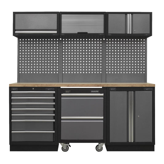 Sealey APMSSTACK12W Superline PRO® 2.04m Storage System - Pressed Wood Worktop Sealey
