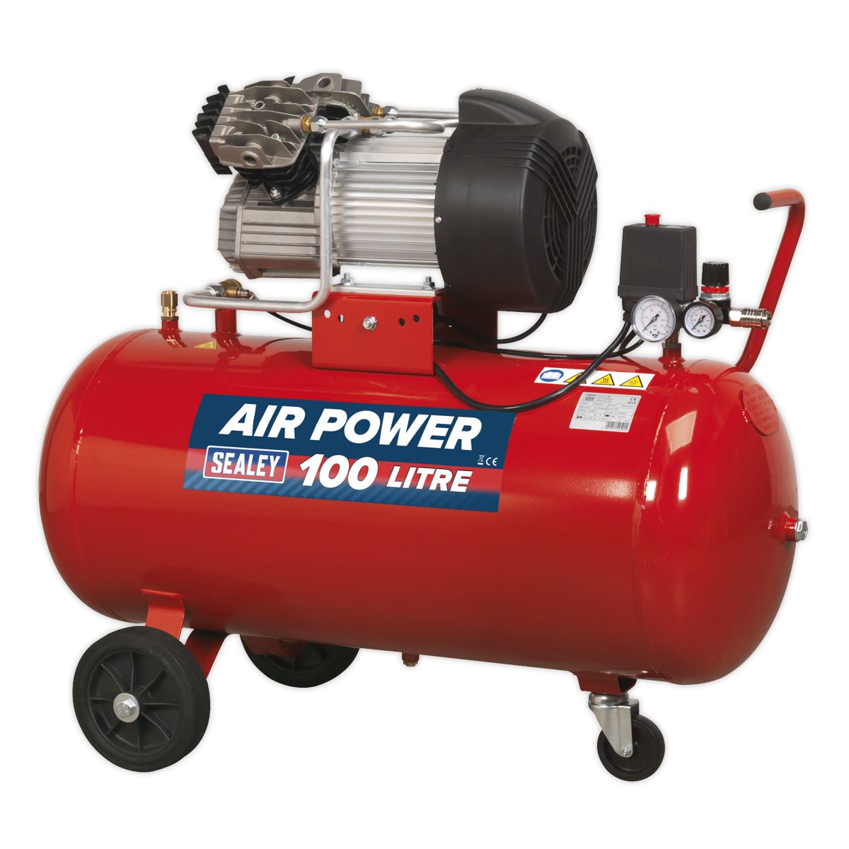 Sealey SAC10030 Air Compressor 100L V-Twin Direct Drive 3hp Sealey