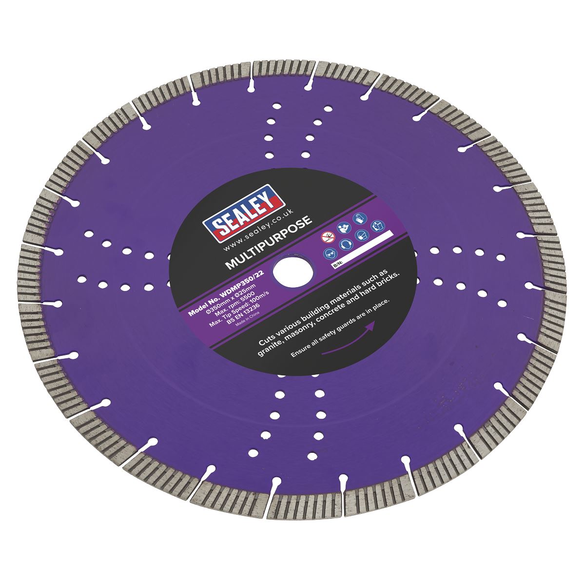 Sealey WDMP350/22 Cutting Disc Multipurpose Dry/Wet Use Ø350mm Sealey