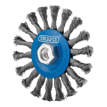 Draper 08058 Steel Twist-Knot Flat Wire Wheel Brush 115mm M14 Draper