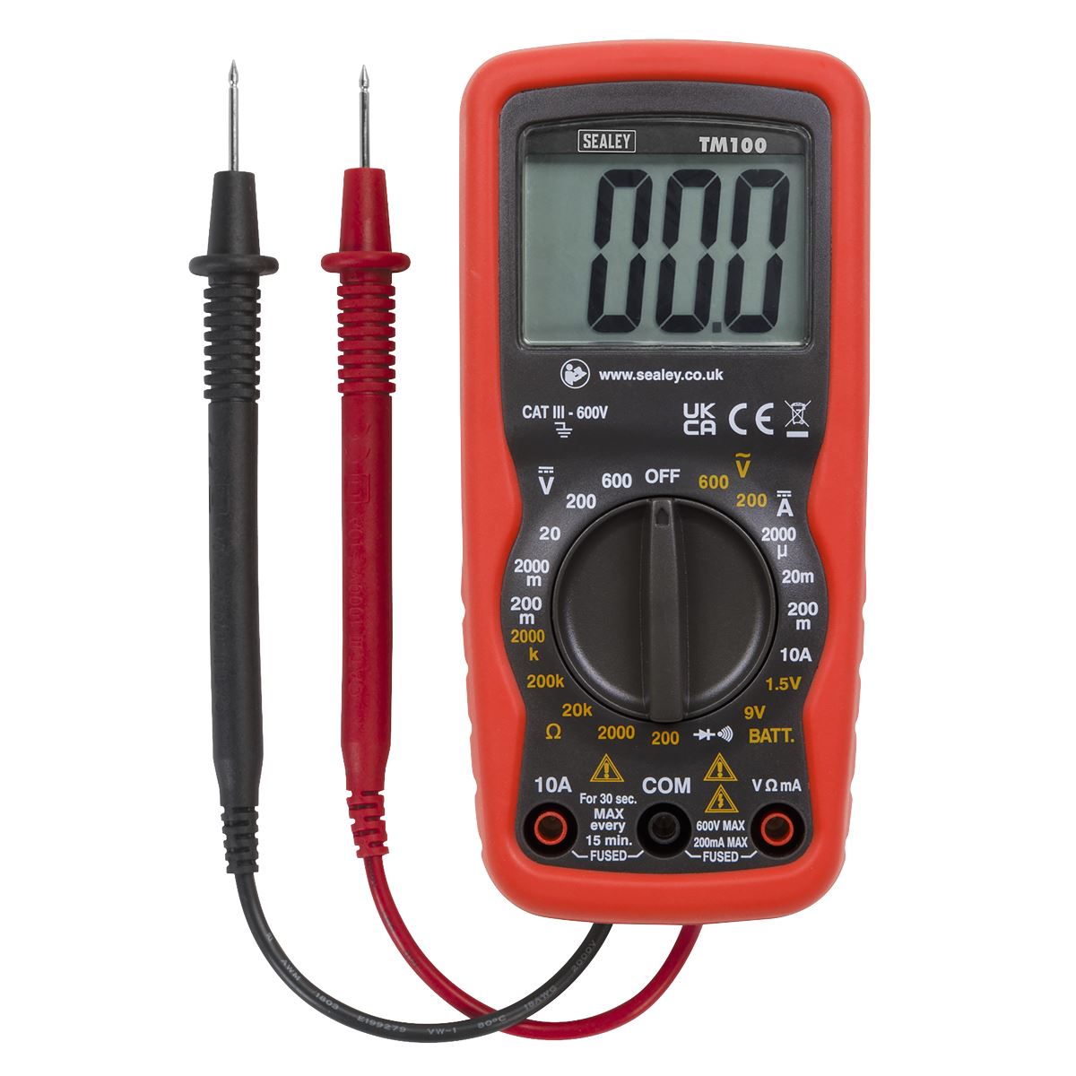 Sealey TM100 Professional Digital Multimeter - 6-Function Sealey
