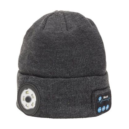 Draper 28351 Smart Wireless Rechargeable Beanie with LED Head Torch and USB Charging Cable Grey One Size Draper