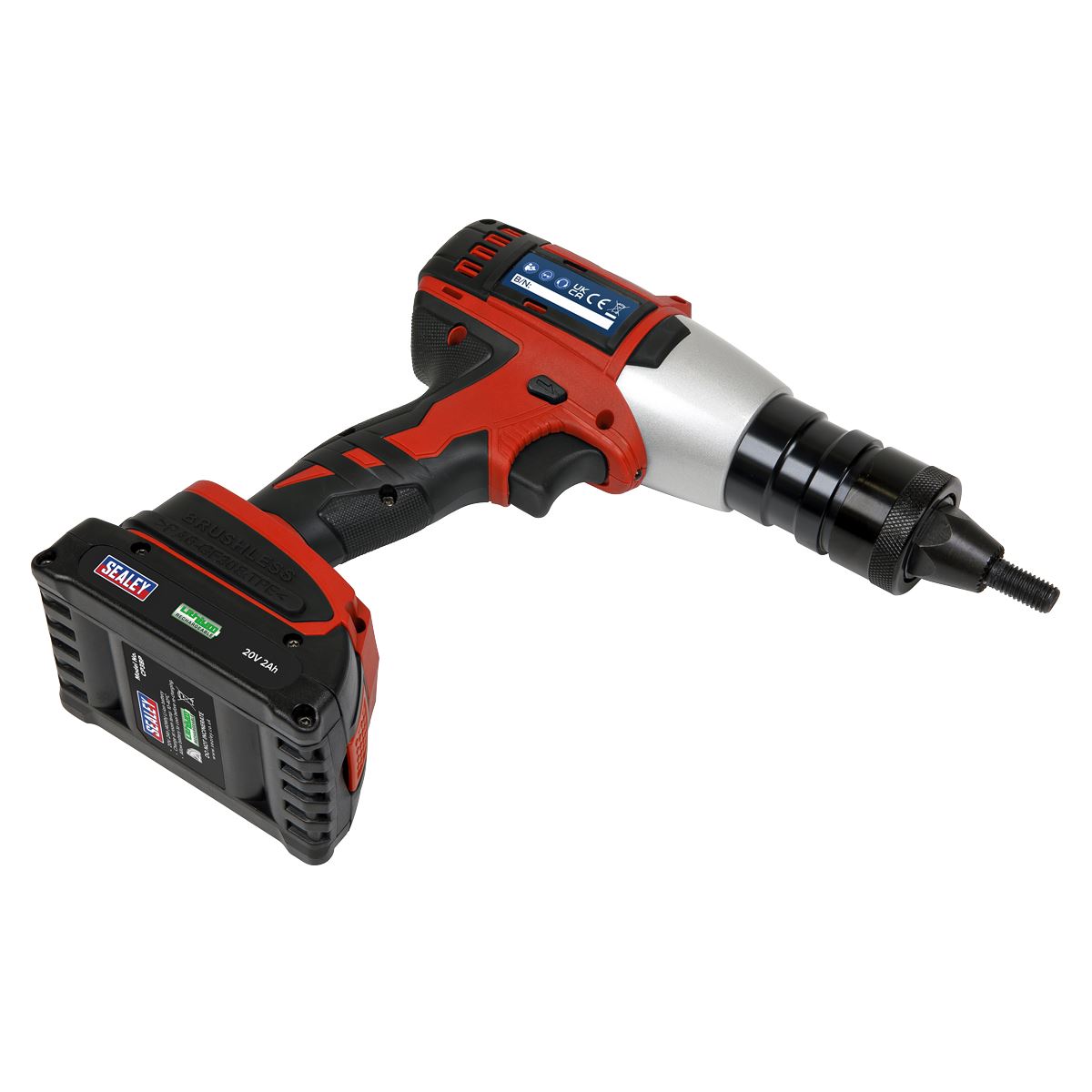 Sealey CP316 Brushless Cordless Nut Riveter 20V 2Ah Lithium-ion Sealey