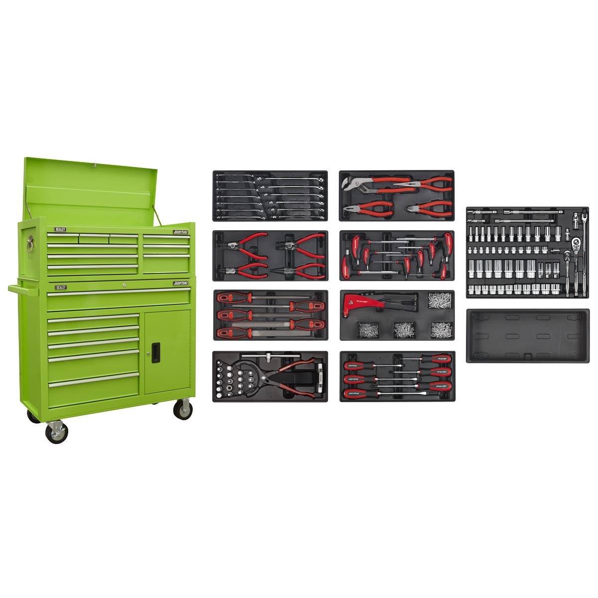 Sealey AP41STACKHVCOMBO American PRO® Tool Chest Combination with 117pc Tool Kit - Green