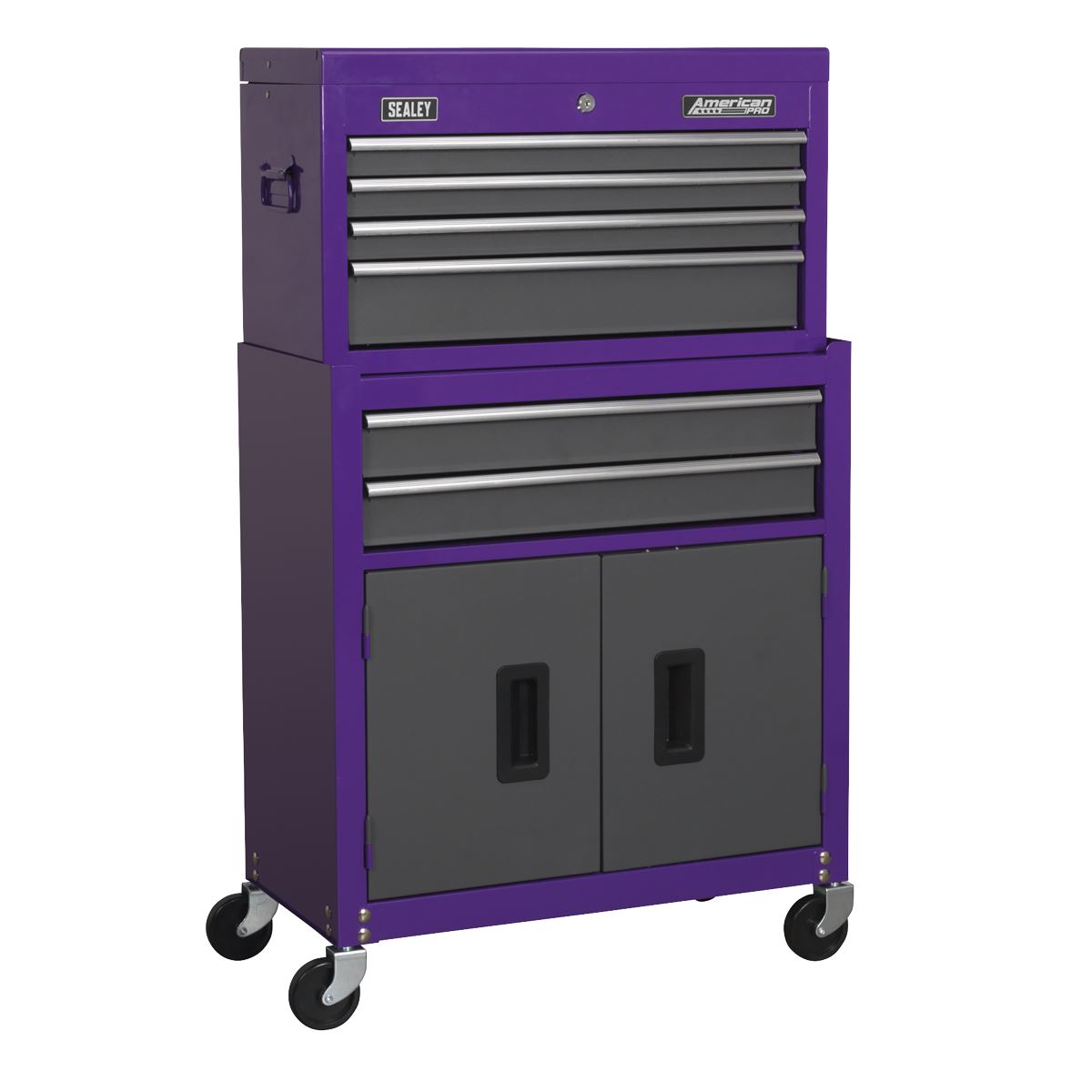Sealey AP2200BBCP Topchest & Rollcab Combination 6 Drawer with Ball-Bearing Slides - Purple/Grey Sealey
