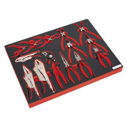Sealey TBTP05 Tool Tray with Pliers Set 14pc Sealey