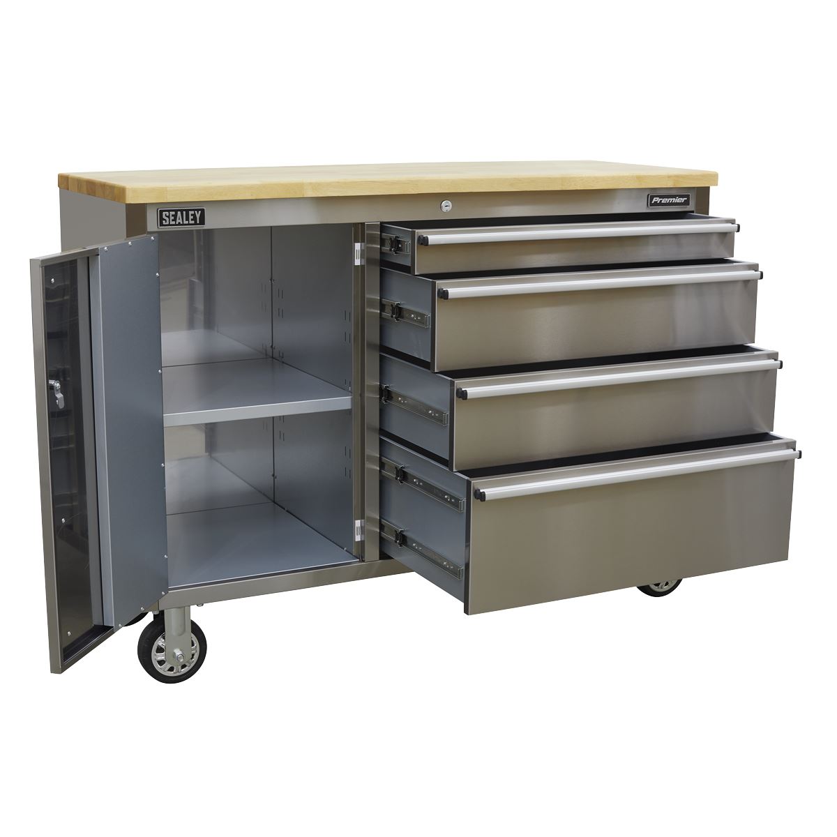 Sealey AP4804SS Mobile Stainless Steel Tool Cabinet 4 Drawer Sealey