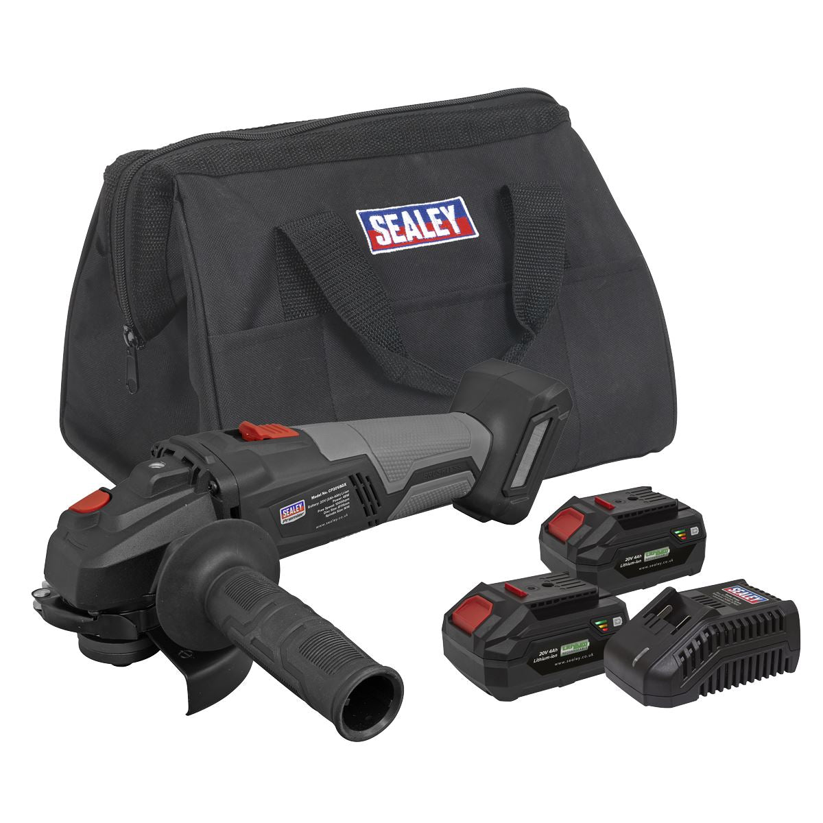 Sealey CP20VAGXKIT Brushless Angle Grinder Kit 20V 4Ah SV20 Series - 2 Batteries Sealey