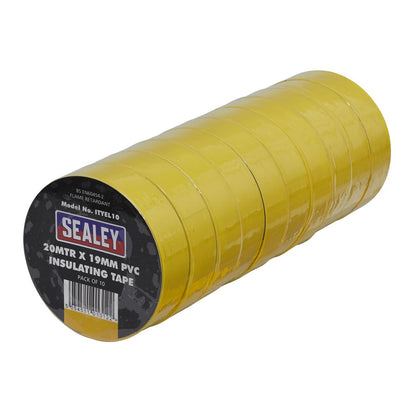 Sealey ITYEL10 PVC Insulating Tape 19mm x 20m Yellow Pack of 10 Sealey