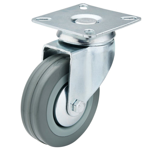 Draper 65473 Swivel Plate Fixing Rubber Castor 75mm Diameter S.W.L. 70kg Draper