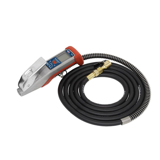 Sealey SA375 Digital Tyre Inflator 2.7m Hose with Clip-On Connector Sealey