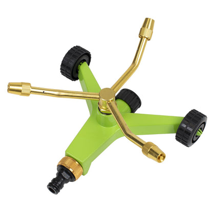 Sealey JS2032 3-Arm Brass Sprinkler with Metal Wheeled Base Sealey
