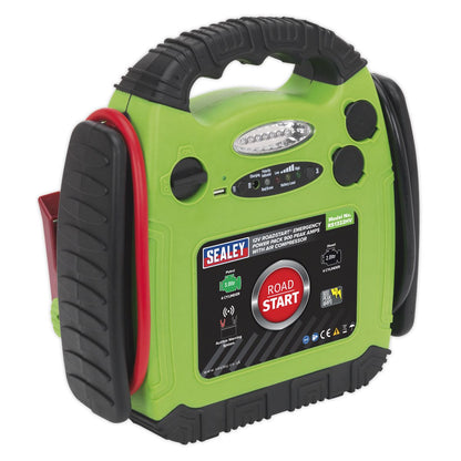 Sealey RS1322HV RoadStart® Emergency Jump Starter with Air Compressor 12V 900 Peak Amps Sealey
