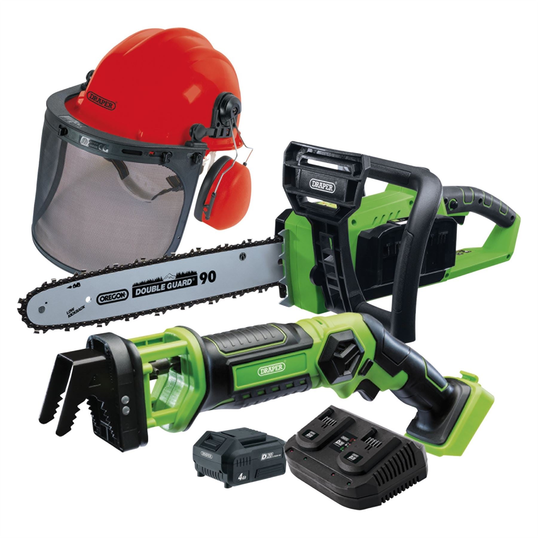 Draper 99763 D20 Cordless Garden Saw Kit with Forestry Helmet Draper