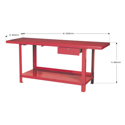 Sealey AP3020 Workbench Steel 2m with 1 Drawer Sealey