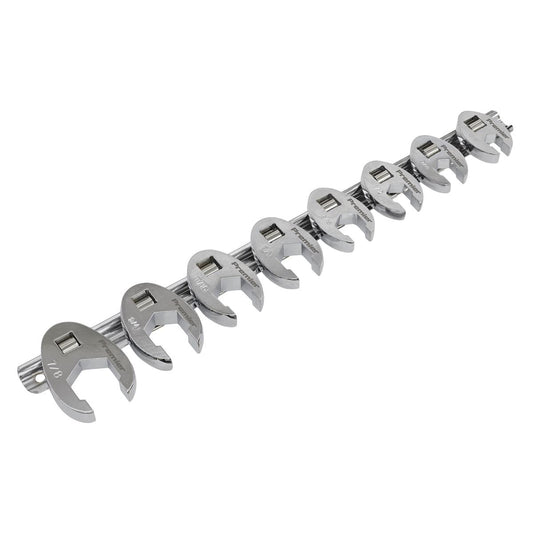 Sealey AK599 Crow's Foot Spanner Set 8pc 3/8"Sq Drive Imperial Sealey