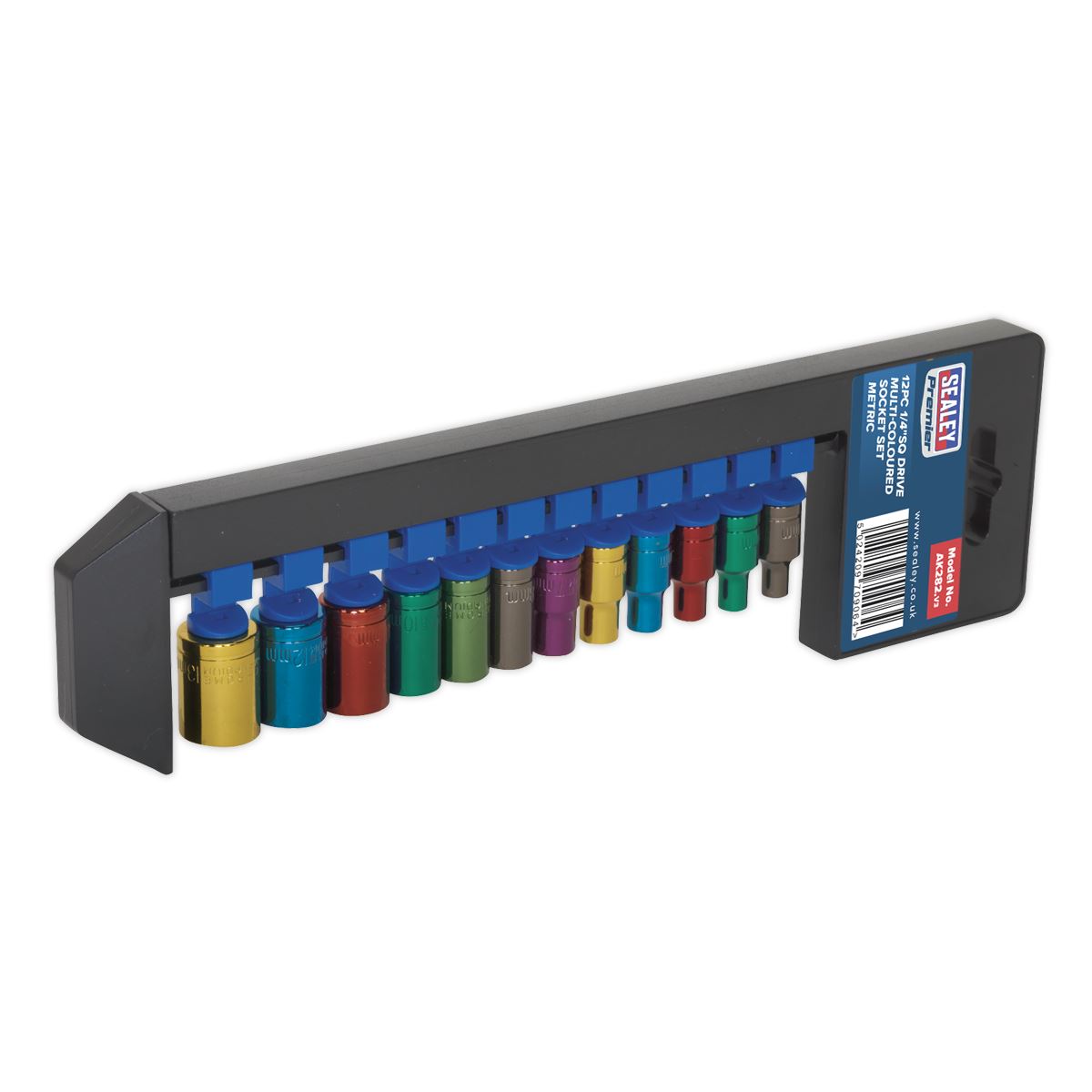 Sealey AK282 Multi-Coloured Socket Set 12pc 1/4"Sq Drive 6pt WallDrive® Metric Sealey