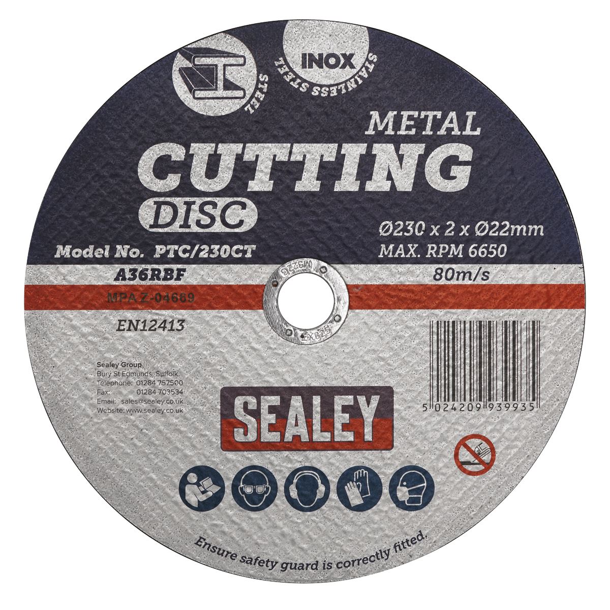 Sealey PTC/230CT Cutting Disc Ø230 x 2mm Ø22mm Bore Sealey