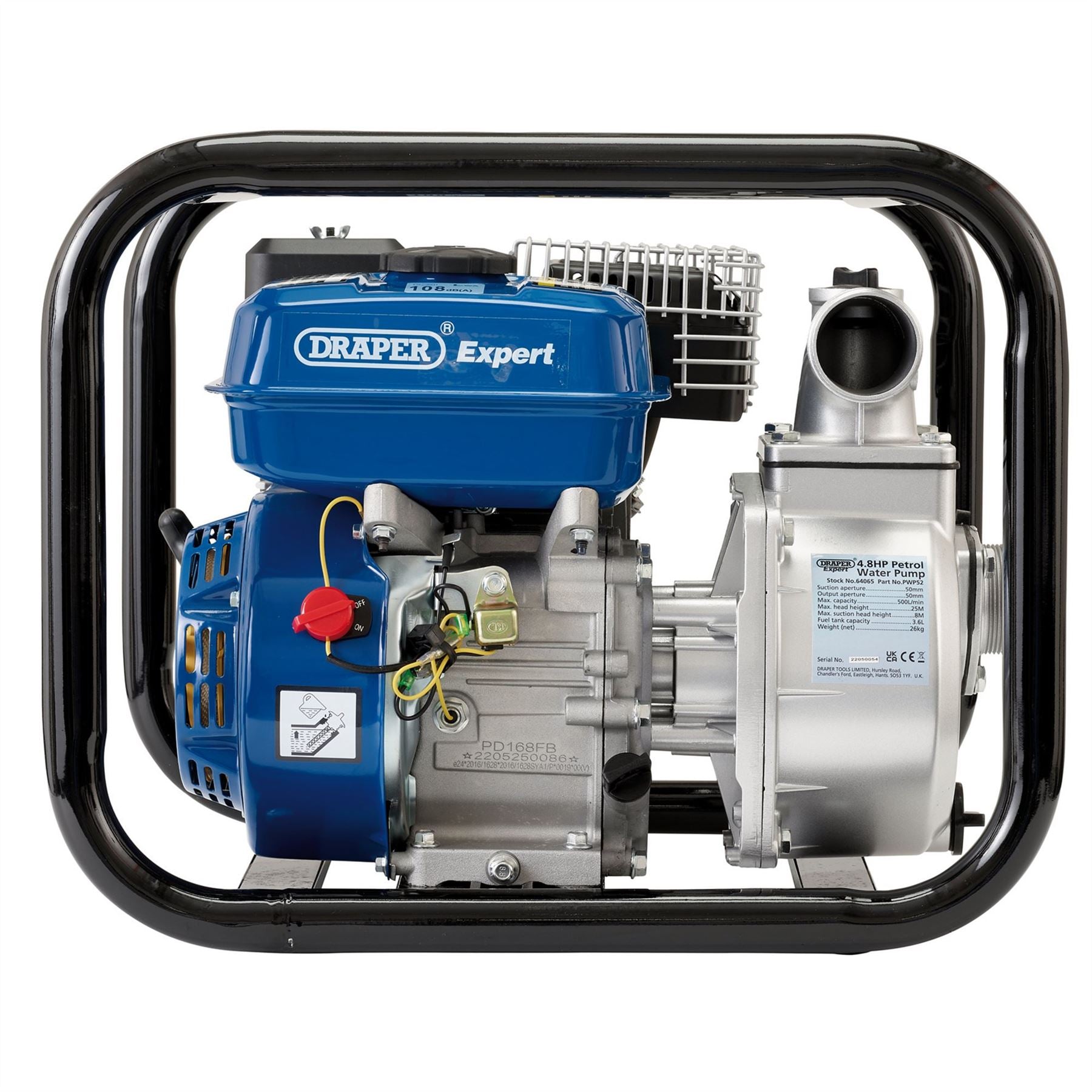 Draper 64065 Expert Petrol Water Pump 500L/Min 4.8HP Draper