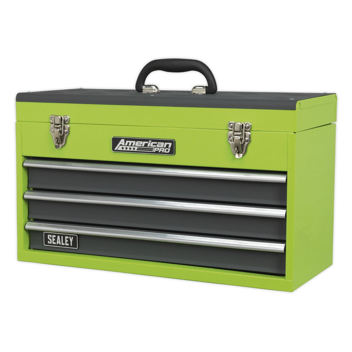 Sealey AP9243BBHV Tool Chest 3 Drawer Portable with Ball-Bearing Slides - Green/Grey Sealey