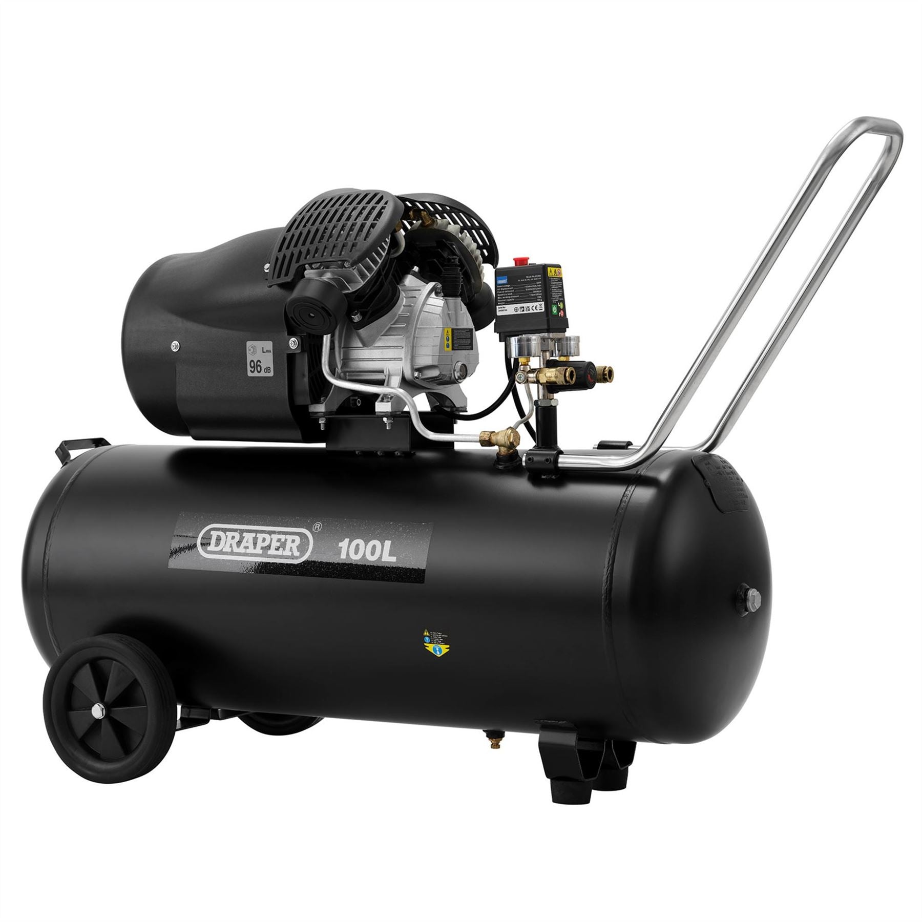 Draper 65396 100L Direct Drive V-Twin Air Compressor 2.2kW/3hp Draper